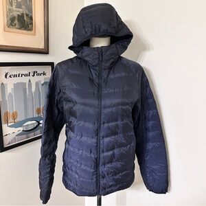 Uniqlo Dark Blue Hooded Packable Puffer Jacket SZ S